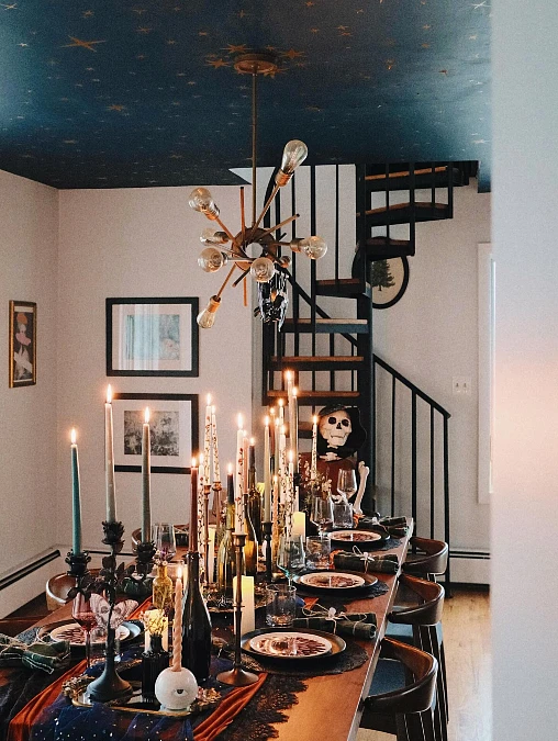 Candlelit Skeleton Dinner Table