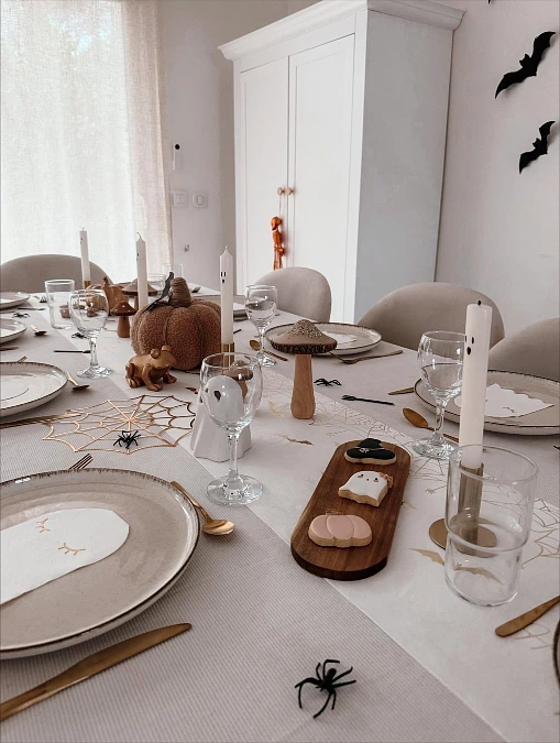 Soft Neutral Halloween Table