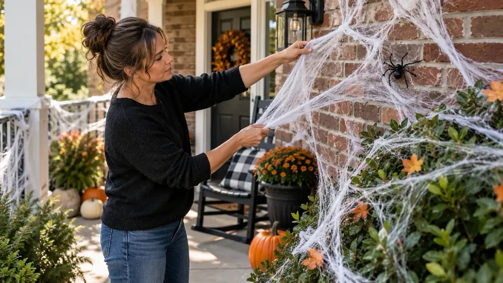 Stretch Webbing Differently on Brick, Trees, Railings, and Furniture