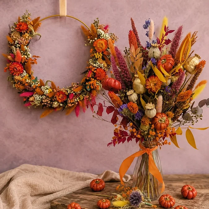 Autumn Florals with Mini Pumpkins