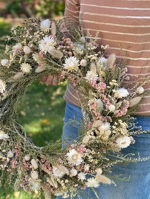 Soft Blush Dried Flower Wreath