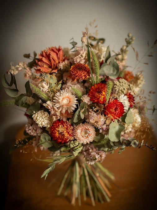 Warm Rust and Blush Dried Bouquet
