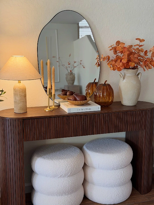 Dark Wood Console + Amber Fall Accents