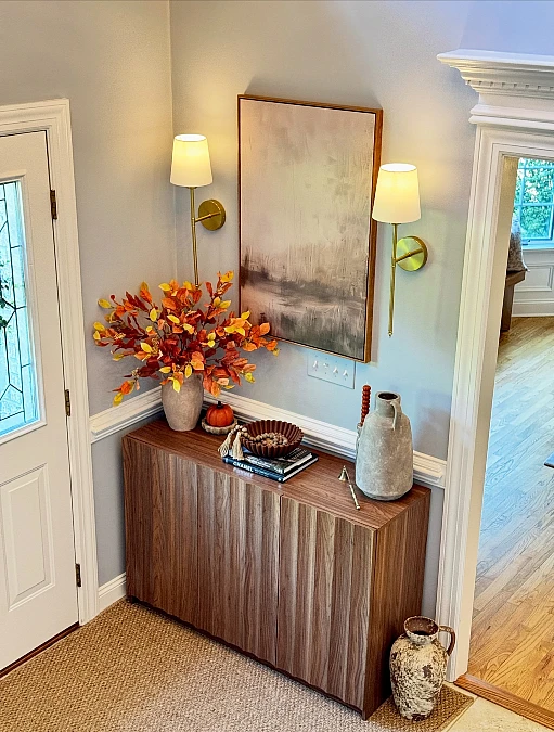 Walnut Cabinet with Fiery Fall Foliage