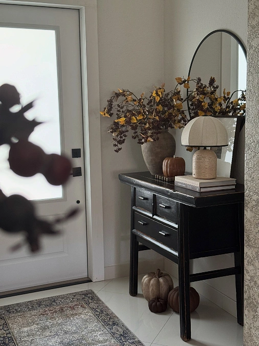 Moody Black Console with Autumn Branches