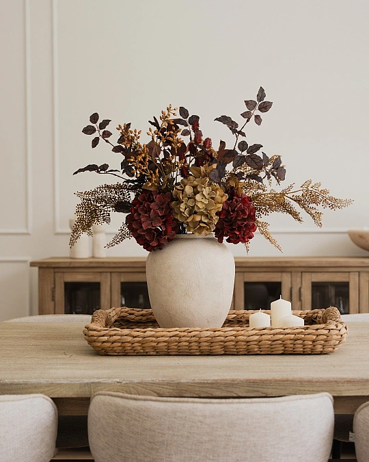 Layered Burgundy Dining Centerpiece