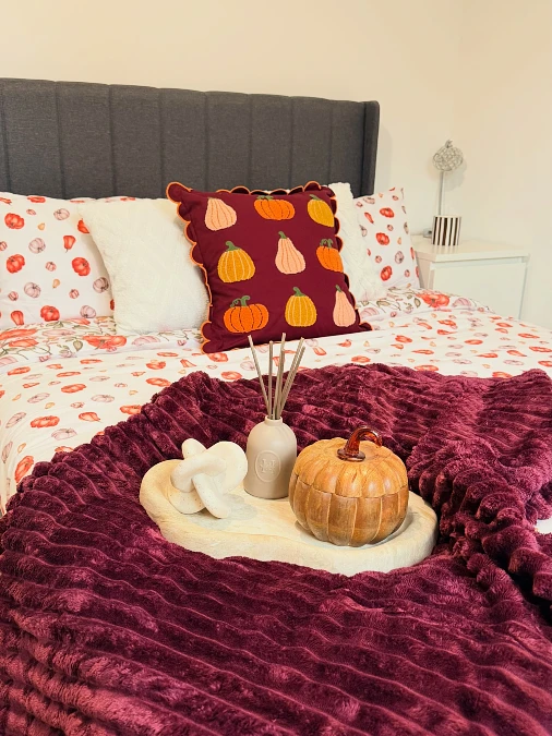 Burgundy Layers on a Fall Bed