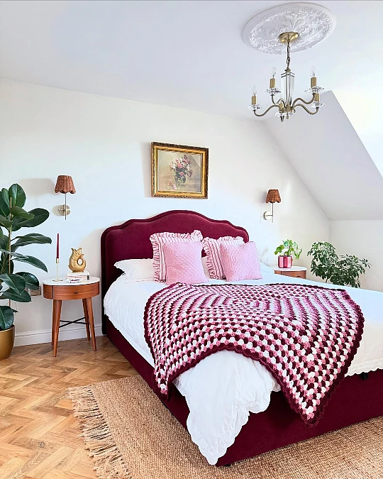 Burgundy Headboard with Pink Layering