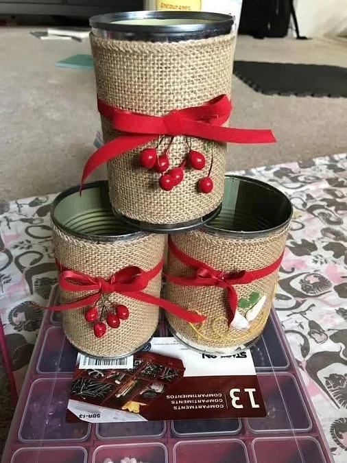 Burlap Wrapped Christmas Luminaries