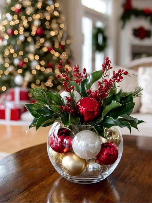 Ornament Bowl Christmas Centerpiece