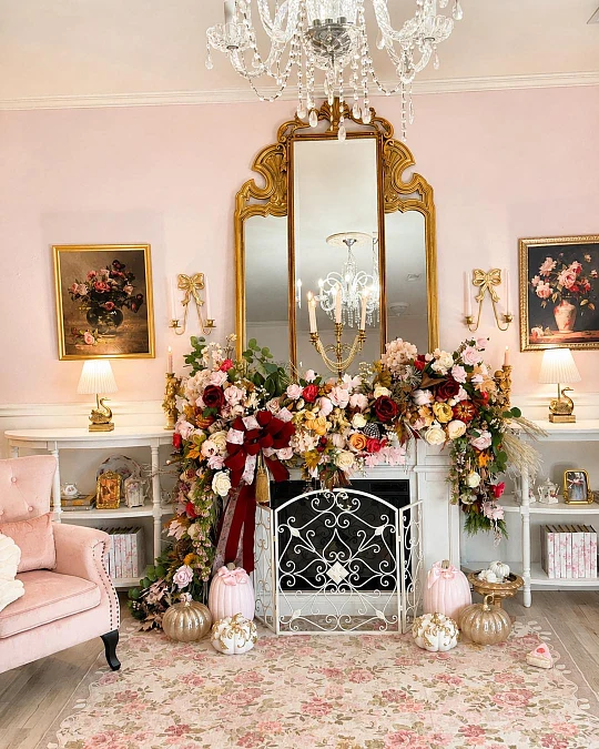 Romantic Rose and Gold Mantel