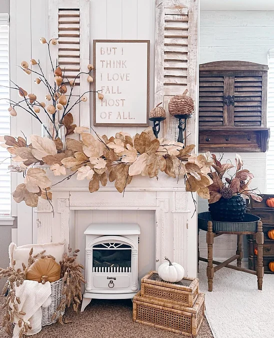 Rustic Neutral Fall Mantel