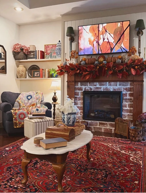 Rich Red Autumn Mantel