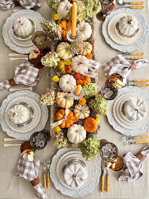 Pumpkin + Hydrangea Harvest Centerpiece