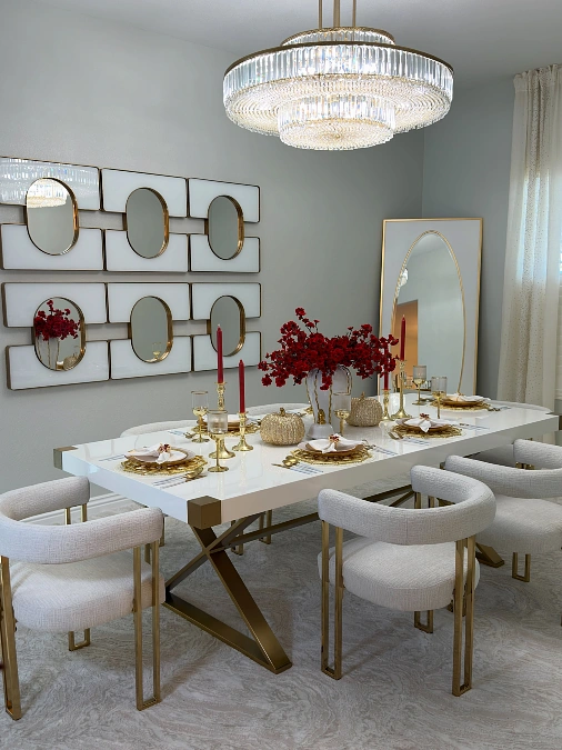 Red Florals + Gold Fall Table