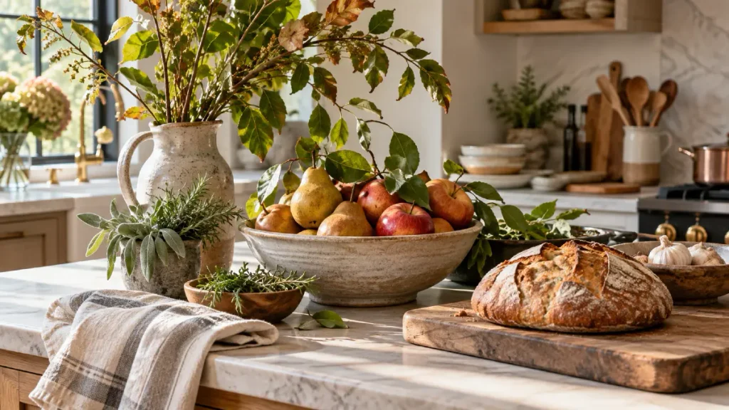 Use Food, Branches, and Greenery as Part of the Decor