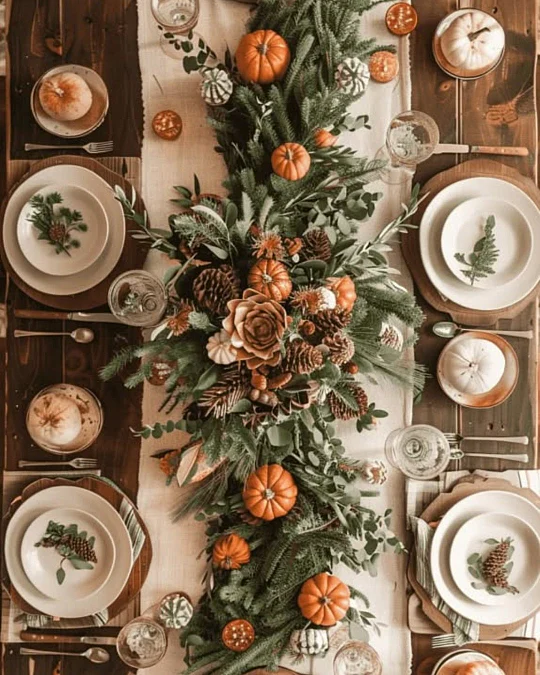 Rustic Greenery and Mini Pumpkin Garland