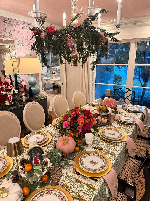 Pink Rose Bouquet + Blush Pumpkins + Citrus Accents